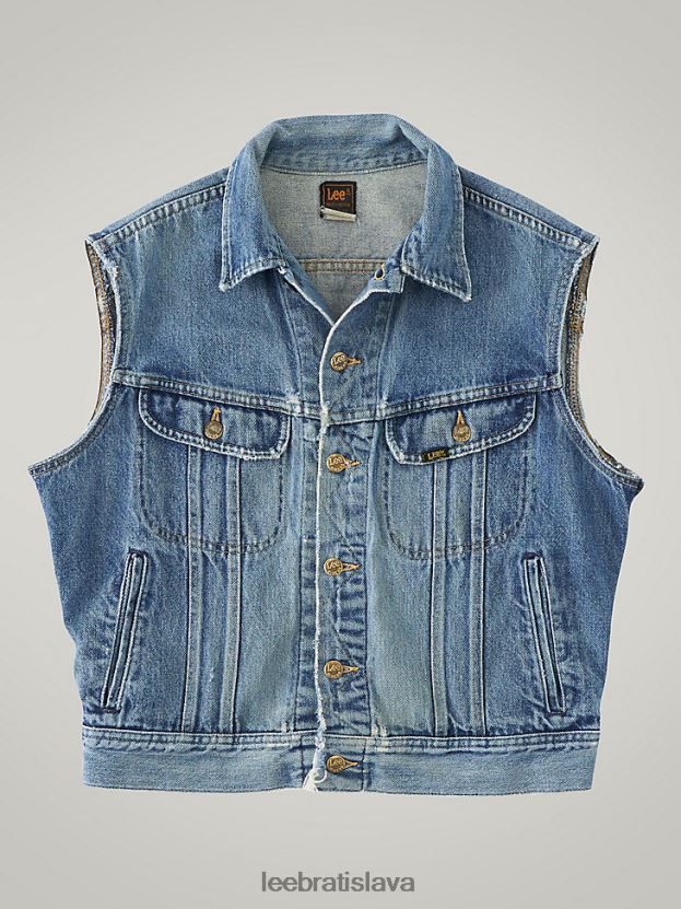 Lee oblečenie HL0J0R1133 stredný denim muži vintage jazdecká vesta rv31 (veľkosť s)