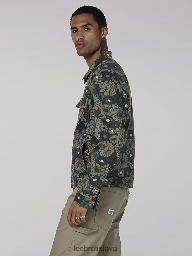 Lee oblečenie HL0J0R1145 zelená kvetinová muži dedičná chetopa boxy bunda