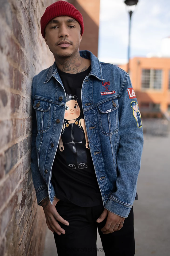 Lee x BEARBRICK oblečenie HL0J0R1147 svetlý denim muži patchworková jazdecká bunda