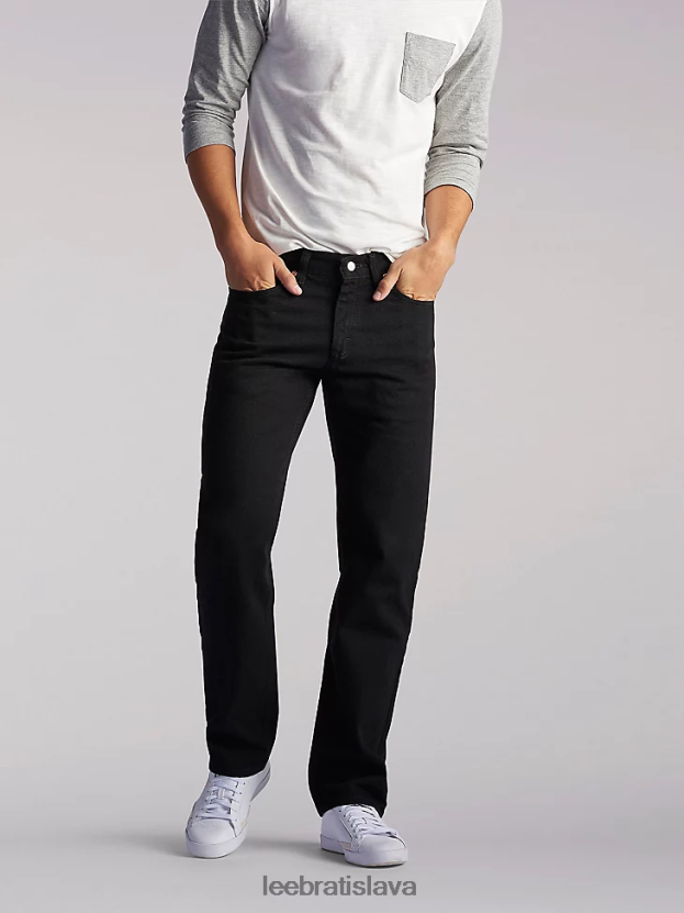 Lee oblečenie HL0J0R492 dvojitá čierna muži Džínsy s rovnými nohavicami zo 100% bavlny regular fit