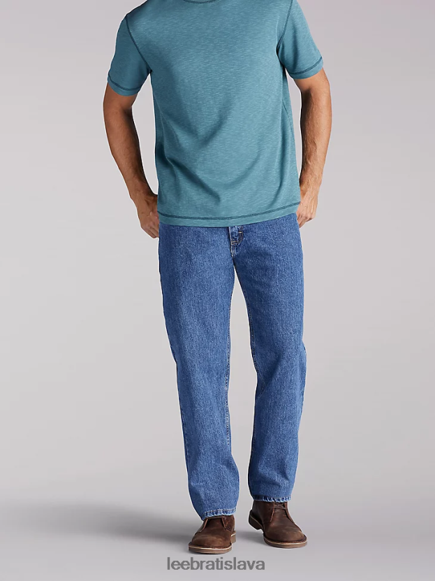 Lee oblečenie HL0J0R566 stredný kameň muži džínsy uvoľneného strihu s rovnými nohavicami
