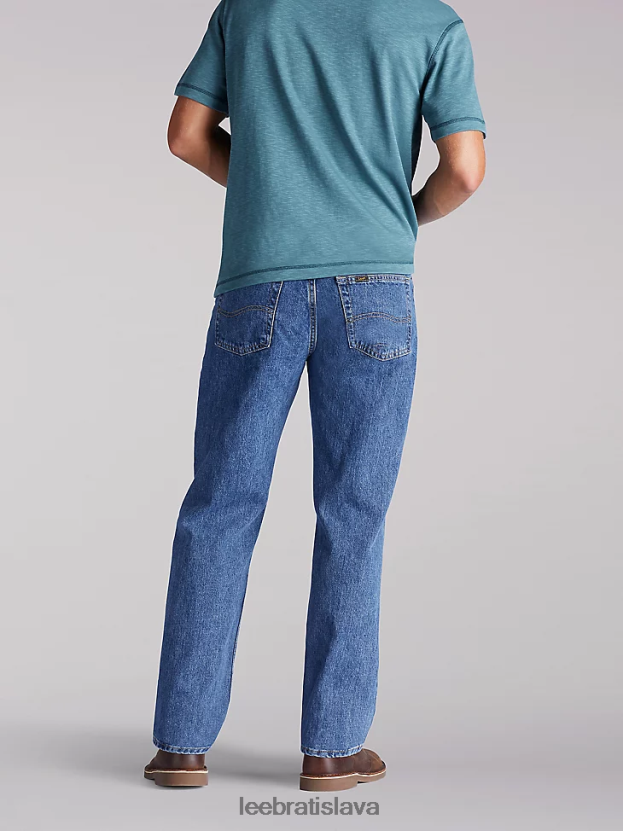 Lee oblečenie HL0J0R566 stredný kameň muži džínsy uvoľneného strihu s rovnými nohavicami