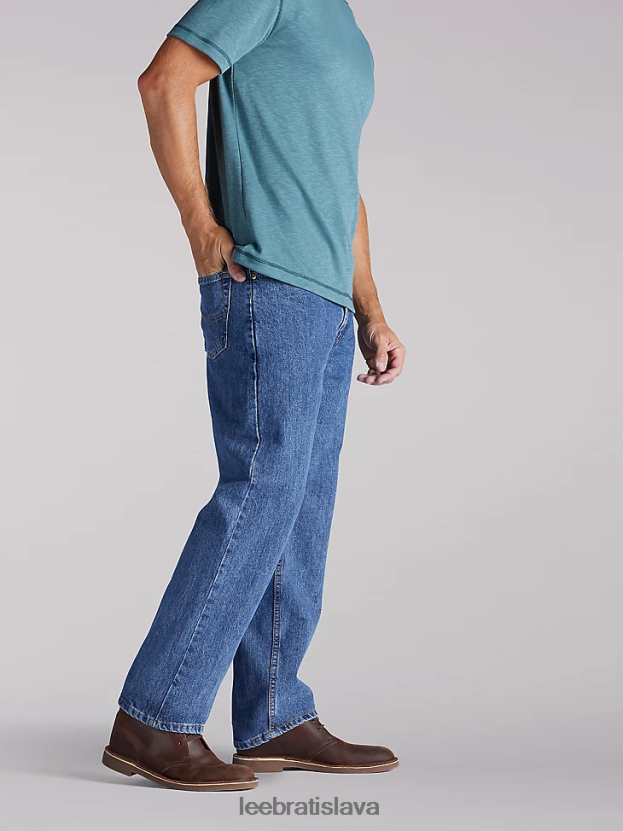 Lee oblečenie HL0J0R566 stredný kameň muži džínsy uvoľneného strihu s rovnými nohavicami