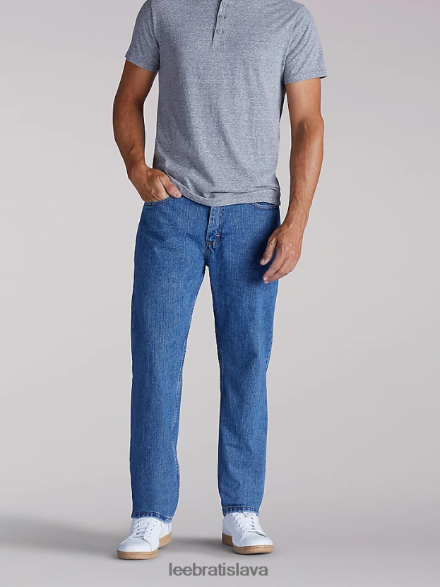 Lee oblečenie HL0J0R568 korenie kameň muži džínsy uvoľneného strihu s rovnými nohavicami