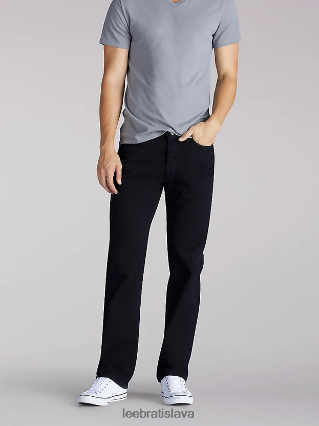 Lee oblečenie HL0J0R569 dvojitá čierna muži džínsy uvoľneného strihu s rovnými nohavicami