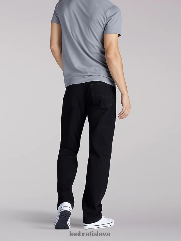 Lee oblečenie HL0J0R569 dvojitá čierna muži džínsy uvoľneného strihu s rovnými nohavicami
