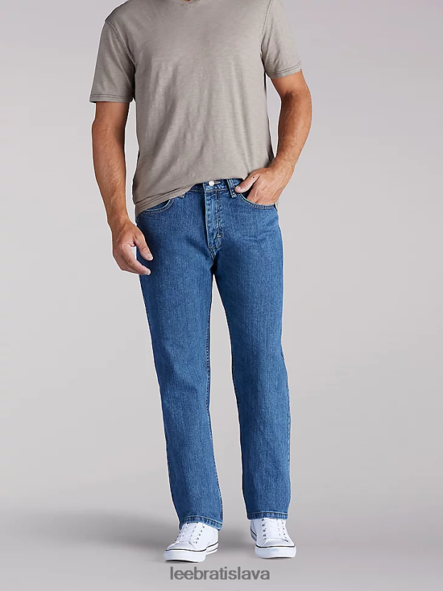 Lee oblečenie HL0J0R573 nový človek muži džínsy uvoľneného strihu s rovnými nohavicami