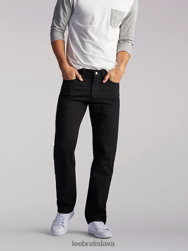 Lee oblečenie HL0J0R577 dvojitá čierna muži džínsy s rovnými nohavicami bežného strihu (veľké a vysoké)