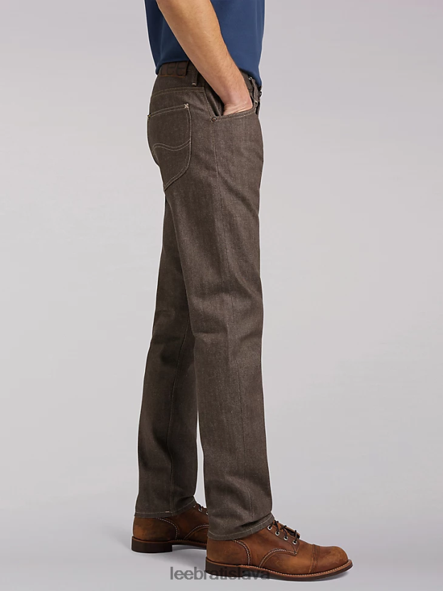 Lee oblečenie HL0J0R602 suchá hnedá muži Džínsy s rovnými nohavicami 101 z uvoľneného strihu