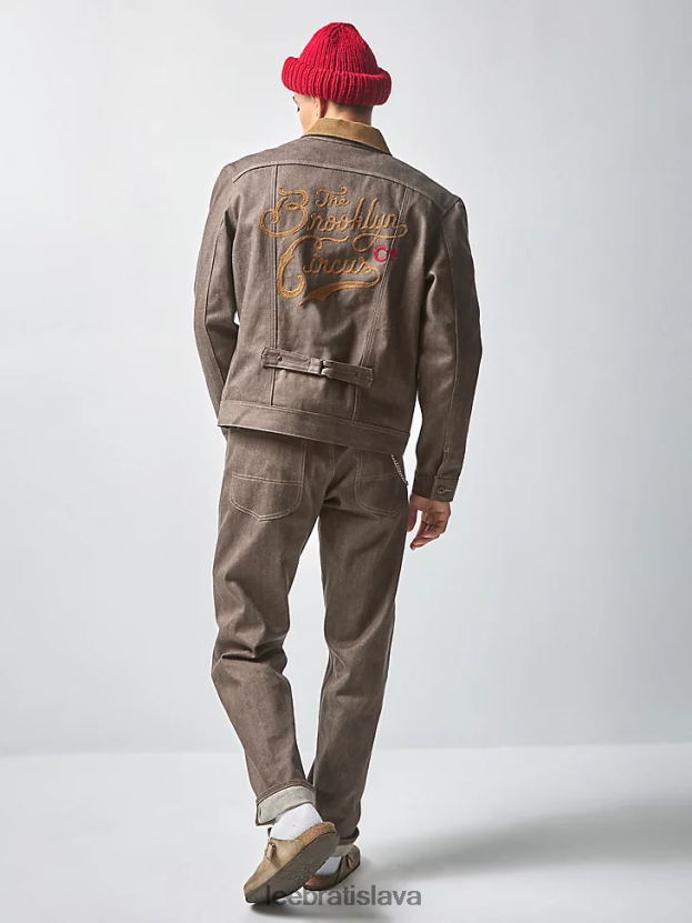 Lee x The Brooklyn Circus oblečenie HL0J0R603 hnedý lem muži Džínsy s kovbojskou prackou na chrbte 101b