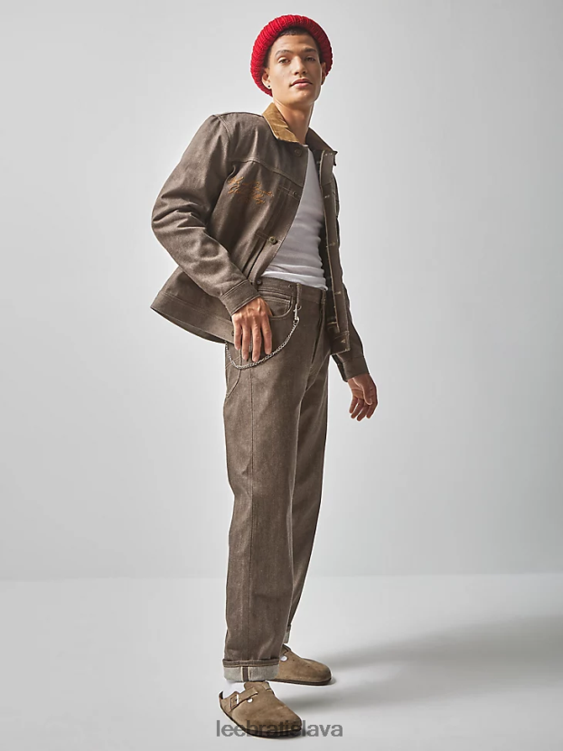 Lee x The Brooklyn Circus oblečenie HL0J0R603 hnedý lem muži Džínsy s kovbojskou prackou na chrbte 101b