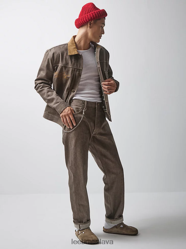 Lee x The Brooklyn Circus oblečenie HL0J0R603 hnedý lem muži Džínsy s kovbojskou prackou na chrbte 101b