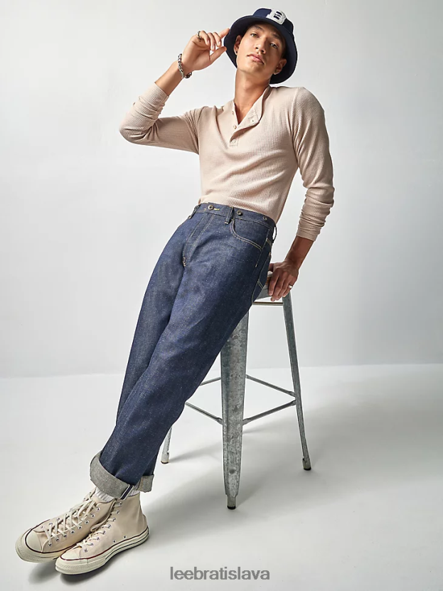 Lee x The Brooklyn Circus oblečenie HL0J0R604 indigový lem muži Džínsy s kovbojskou prackou na chrbte 101b