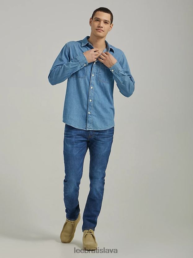 Lee oblečenie HL0J0R671 tmavé opotrebované kansasy muži európska kolekcia luke slim zúžené džínsy