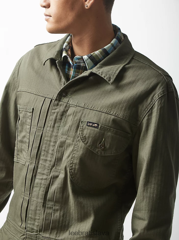 Lee x The Brooklyn Circus oblečenie HL0J0R1153 tlmená oliva muži rybia kosť plisovaný zväzok-všetko