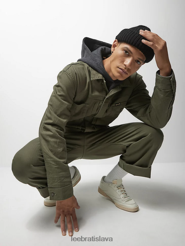 Lee x The Brooklyn Circus oblečenie HL0J0R1153 tlmená oliva muži rybia kosť plisovaný zväzok-všetko