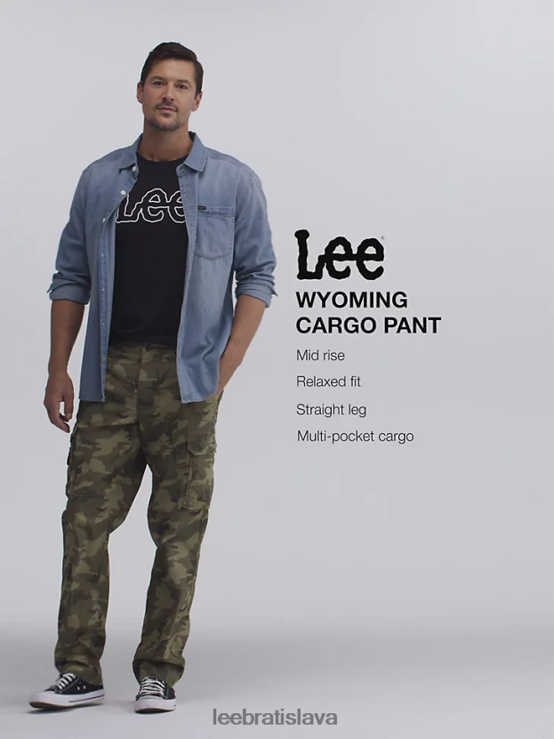 Lee oblečenie HL0J0R798 grunge camo muži Nákladné keprové nohavice uvoľneného strihu vo wyomingu