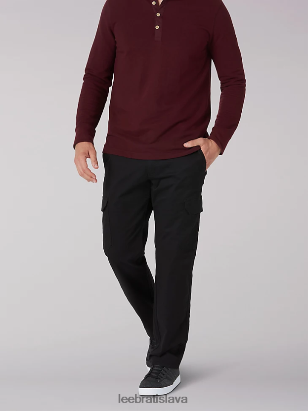 Lee oblečenie HL0J0R812 kamoš čierny muži extrémne pohybové keprové nohavice