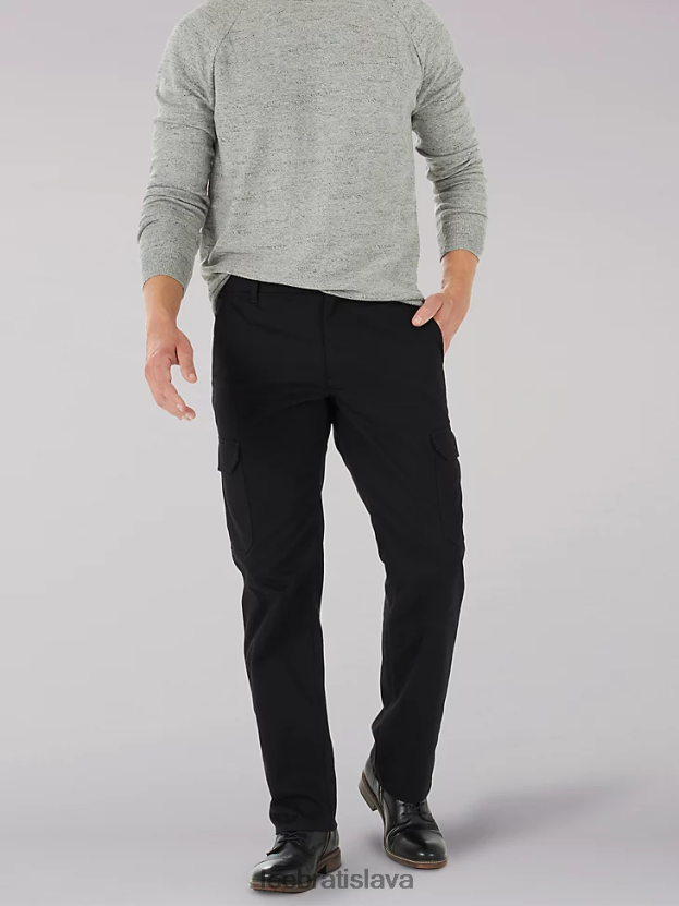 Lee oblečenie HL0J0R814 zväz celý čierny muži mvp nákladné nohavice rovného strihu