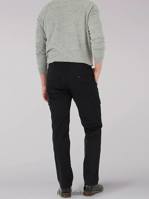 Lee oblečenie HL0J0R814 zväz celý čierny muži mvp nákladné nohavice rovného strihu