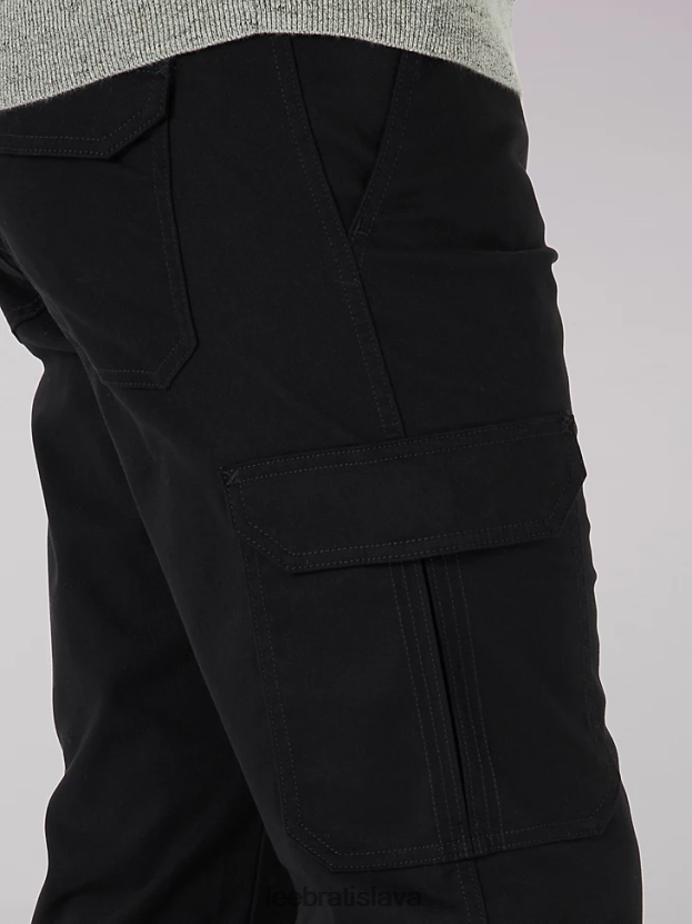 Lee oblečenie HL0J0R814 zväz celý čierny muži mvp nákladné nohavice rovného strihu