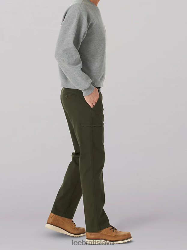Lee oblečenie HL0J0R818 pohraničná oliva muži nákladné nohavice s extrémnym pohybom rovného strihu