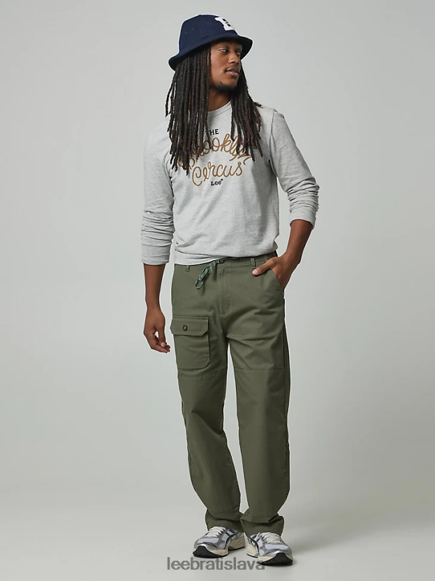 Lee x The Brooklyn Circus oblečenie HL0J0R832 tlmená oliva muži sťahovacie nohavice