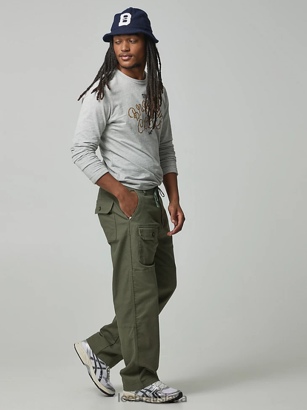 Lee x The Brooklyn Circus oblečenie HL0J0R832 tlmená oliva muži sťahovacie nohavice