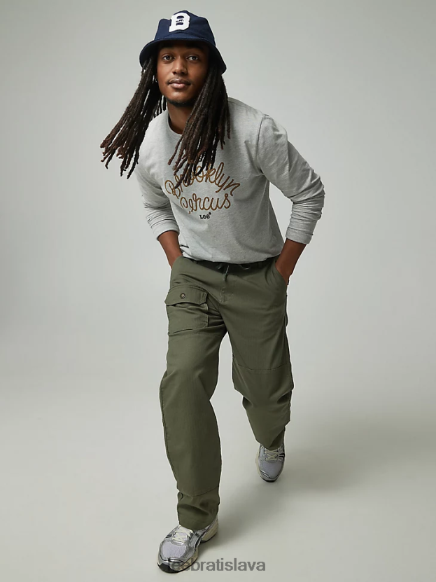 Lee x The Brooklyn Circus oblečenie HL0J0R832 tlmená oliva muži sťahovacie nohavice