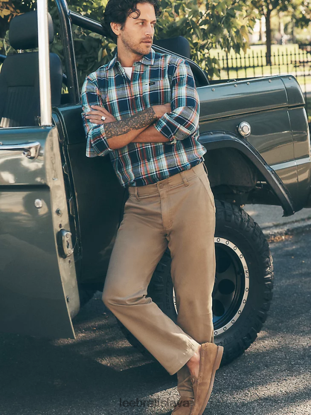 Lee oblečenie HL0J0R707 oscar khaki muži syntetické nohavice slim fit extrémneho pohybu