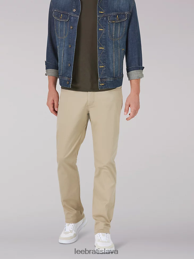 Lee oblečenie HL0J0R733 kc khaki muži Extreme motion mvp keprové nohavice rovného strihu