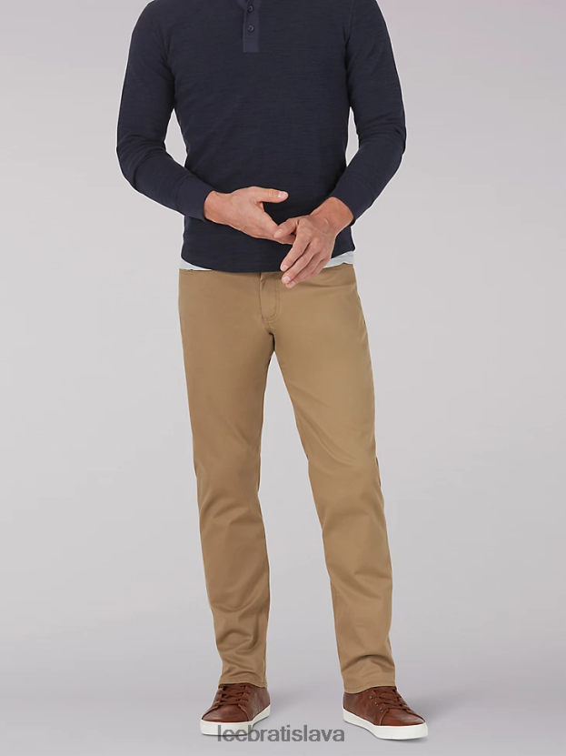 Lee oblečenie HL0J0R734 oscar khaki muži Extreme motion mvp keprové nohavice rovného strihu