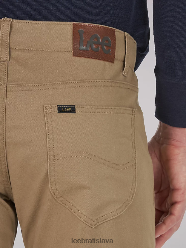 Lee oblečenie HL0J0R734 oscar khaki muži Extreme motion mvp keprové nohavice rovného strihu