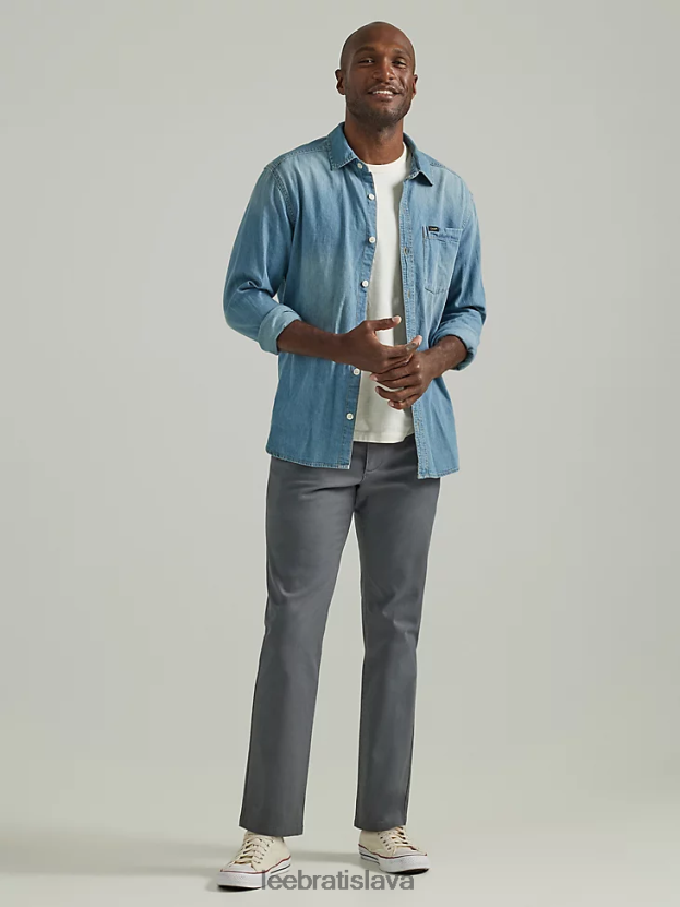 Lee oblečenie HL0J0R760 maliar sivý muži Extreme motion slim fit khaki nohavice