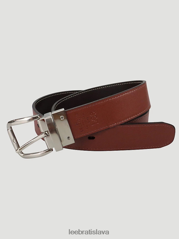 Lee príslušenstvo HL0J0R1159 hnedý koňak muži obojstranne prešívaný kožený opasok