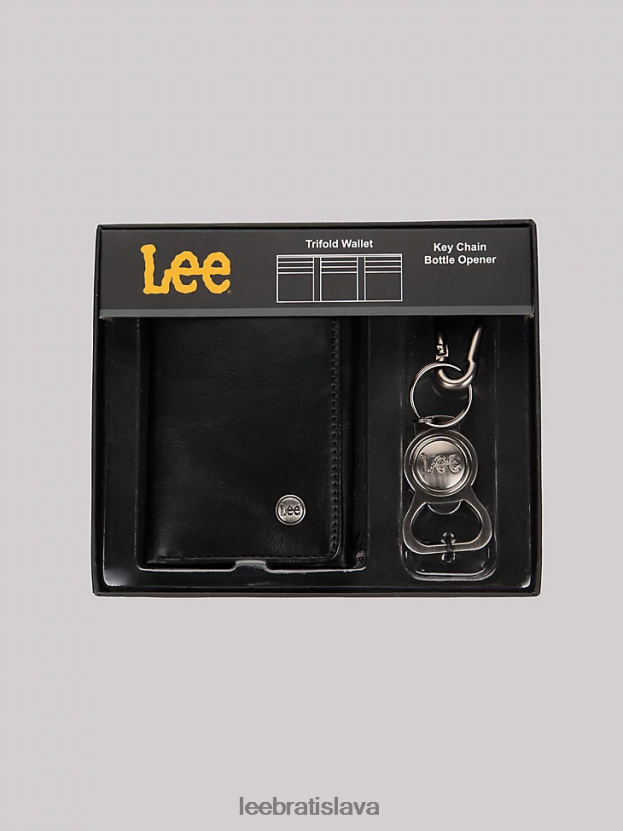 Lee príslušenstvo HL0J0R1166 čierna muži trojdielna peňaženka 2-dielna sada