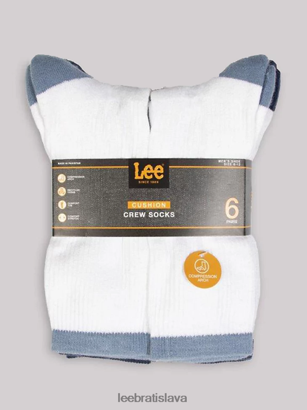 Lee príslušenstvo HL0J0R1174 biely muži 6-balenie ponožiek pre posádku