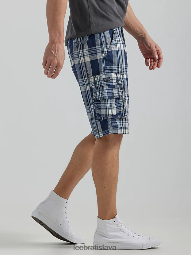 Lee oblečenie HL0J0R965 nový modrý pléd muži krátky náklad vo Wyomingu