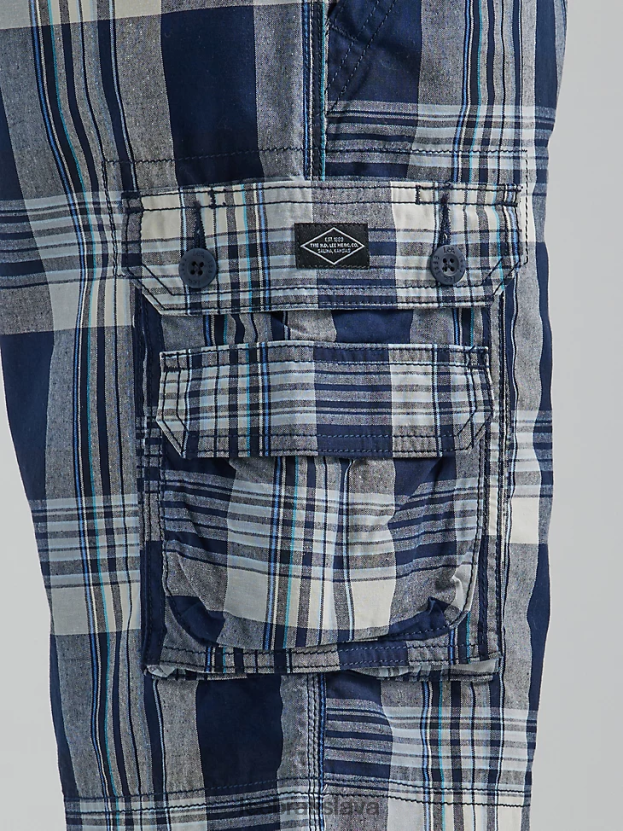 Lee oblečenie HL0J0R965 nový modrý pléd muži krátky náklad vo Wyomingu