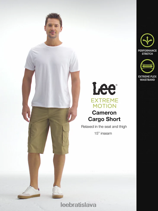 Lee oblečenie HL0J0R977 kc khaki muži extrémny pohyb cameron relaxed fit cargo short