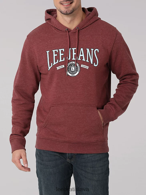 Lee oblečenie HL0J0R954 bordový vres muži Mikina s militaristickým logom