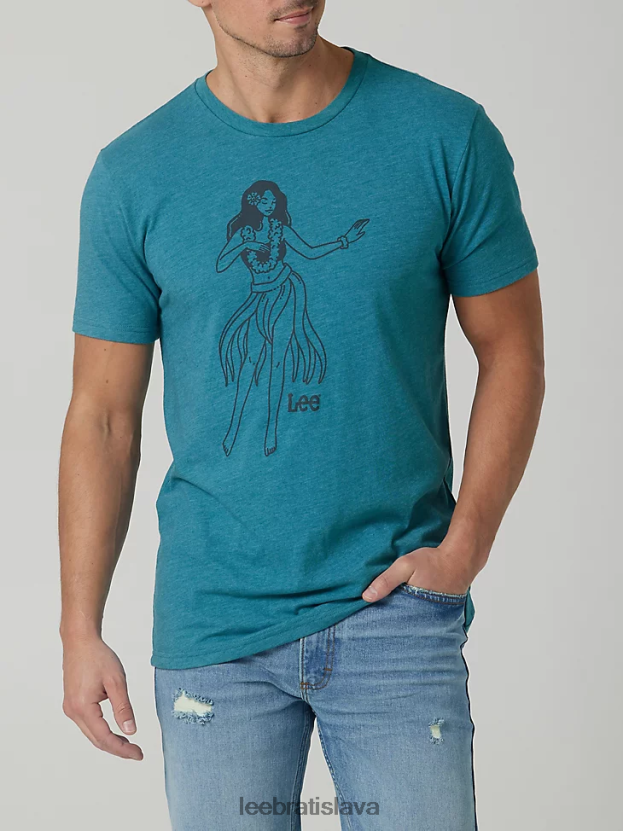 Lee oblečenie HL0J0R840 vres modrozelený muži hula grafické tričko