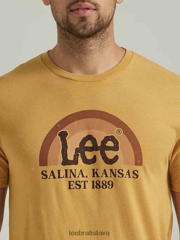 Lee oblečenie HL0J0R841 bledo zlatá muži dúhové tričko s grafikou