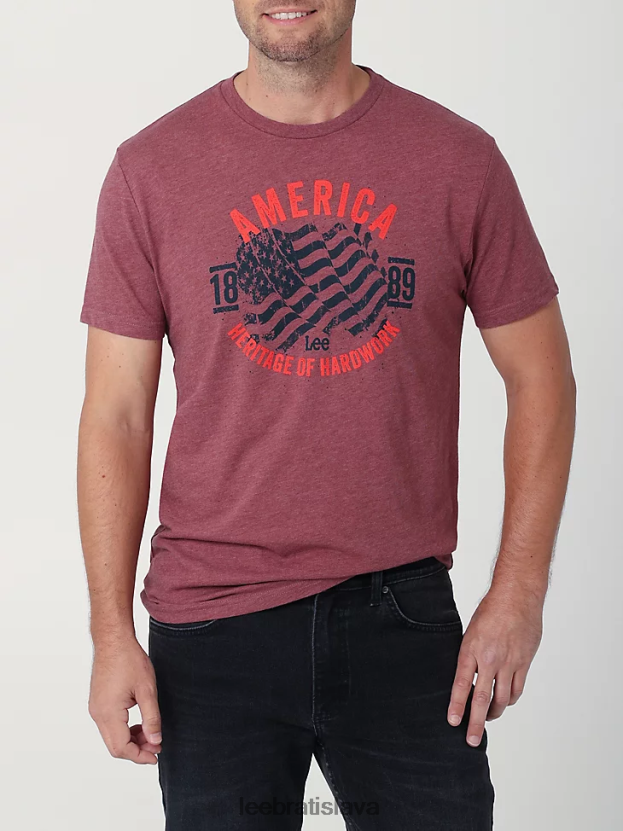 Lee oblečenie HL0J0R843 bordový vres muži dedičné tvrdé grafické tričko