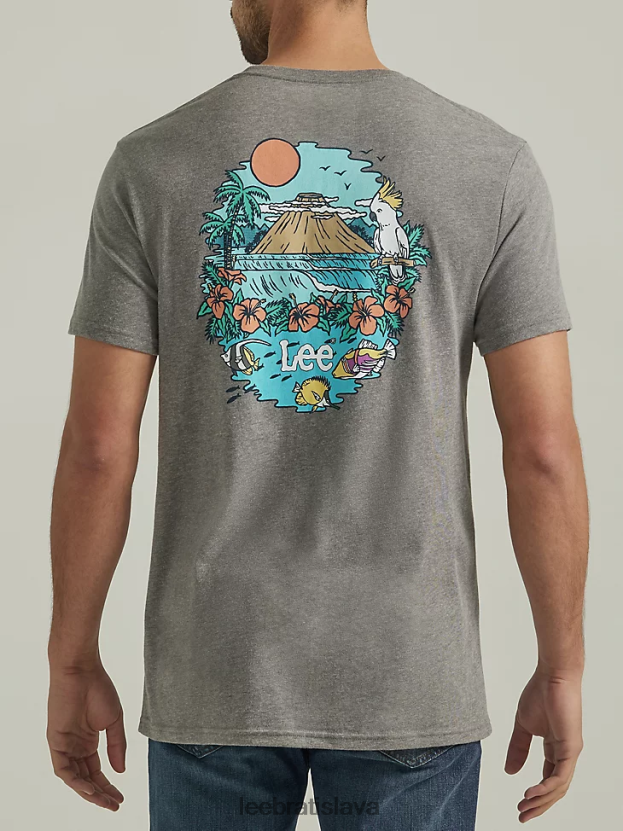 Lee oblečenie HL0J0R850 grafit muži tropické tričko s grafikou