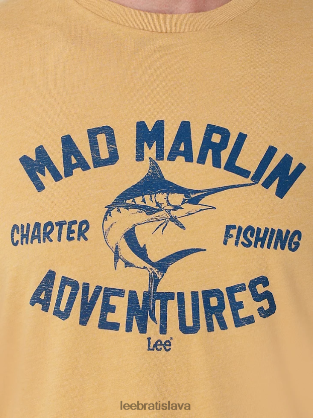 Lee oblečenie HL0J0R852 bledo zlatá muži grafické tričko mad marlin