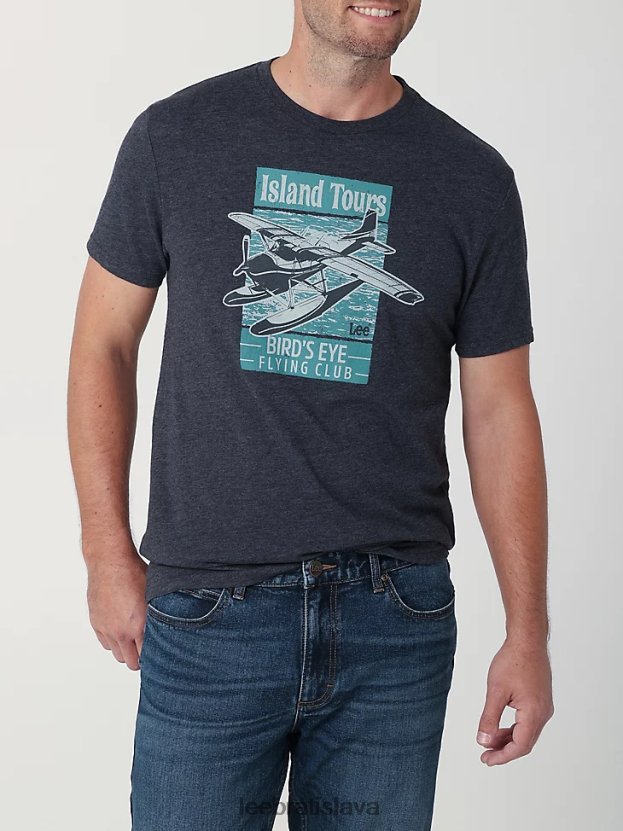Lee oblečenie HL0J0R857 kaviárheat muži grafické tričko na výlety po ostrove