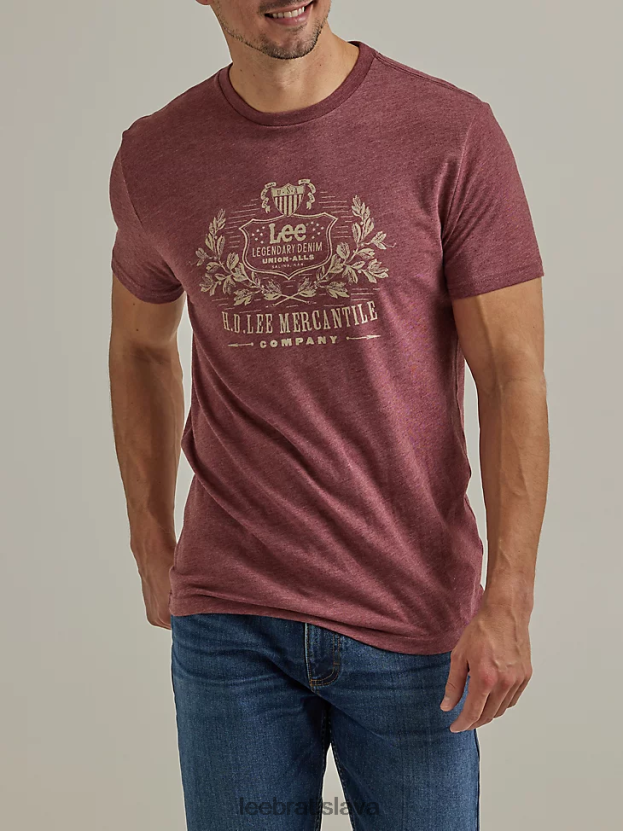 Lee oblečenie HL0J0R859 bordový vres muži legendárne džínsové tričko s grafikou