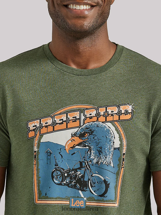 Lee oblečenie HL0J0R876 čierny les muži bezplatné tričko s grafikou vtákov