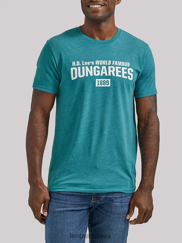 Lee oblečenie HL0J0R888 modrozelený muži h.d. svetoznáme montérkové tričko s grafikou